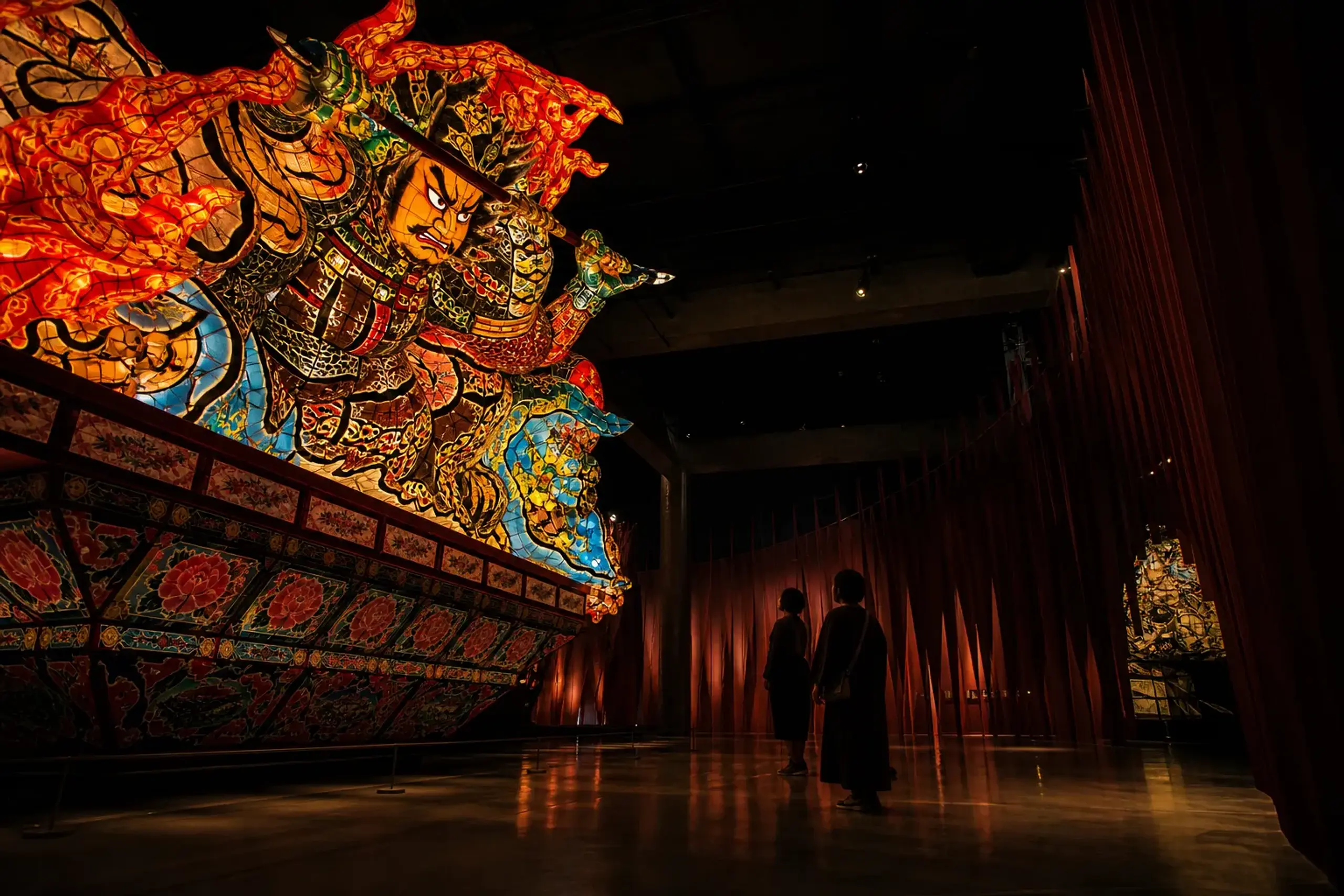 Full-size Nebuta float on display inside Nebuta Museum Wa Rasse in Aomori
