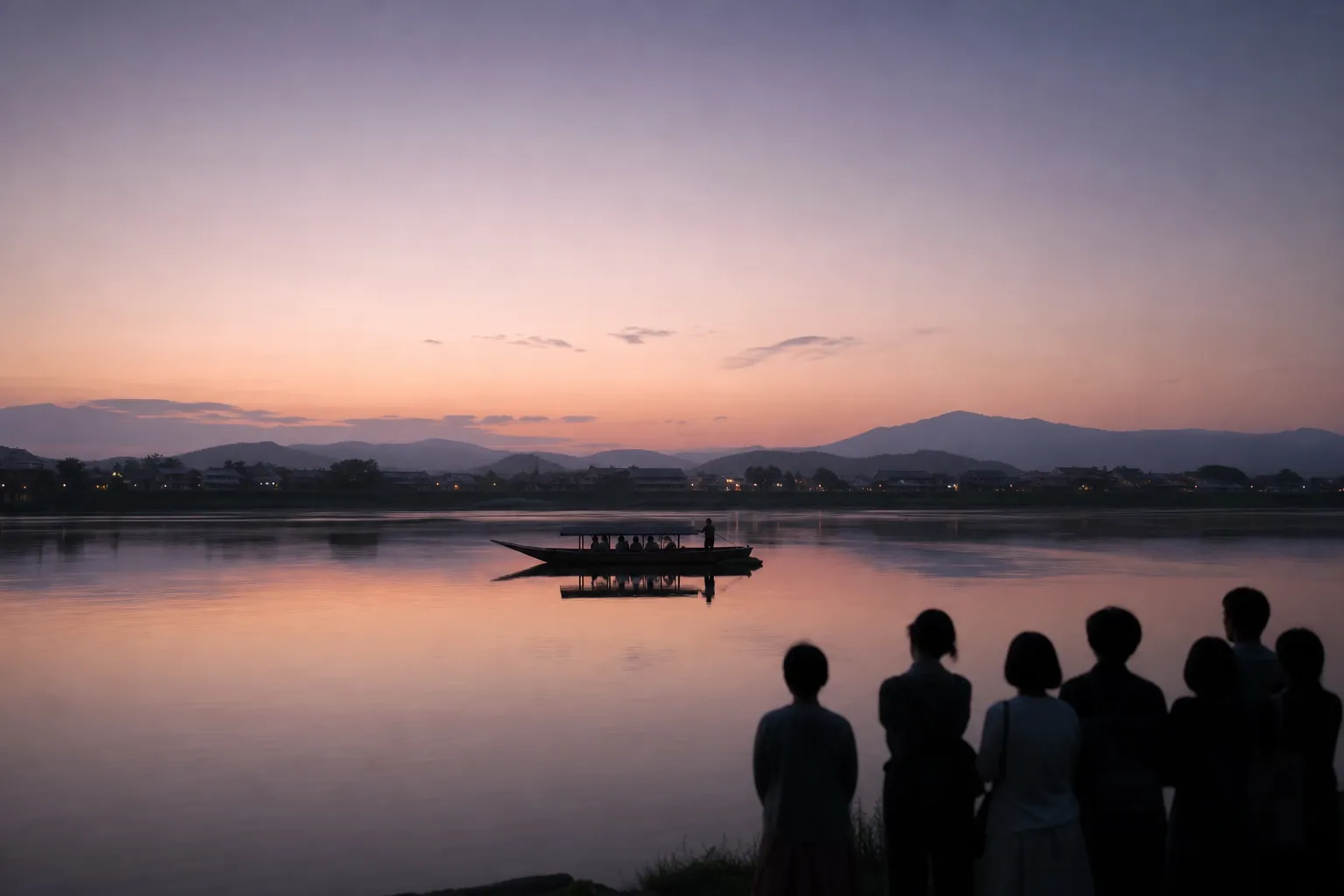 Uji River at dusk in Kyoto Prefecture, a setting for summer ukai with a quieter, compact feel