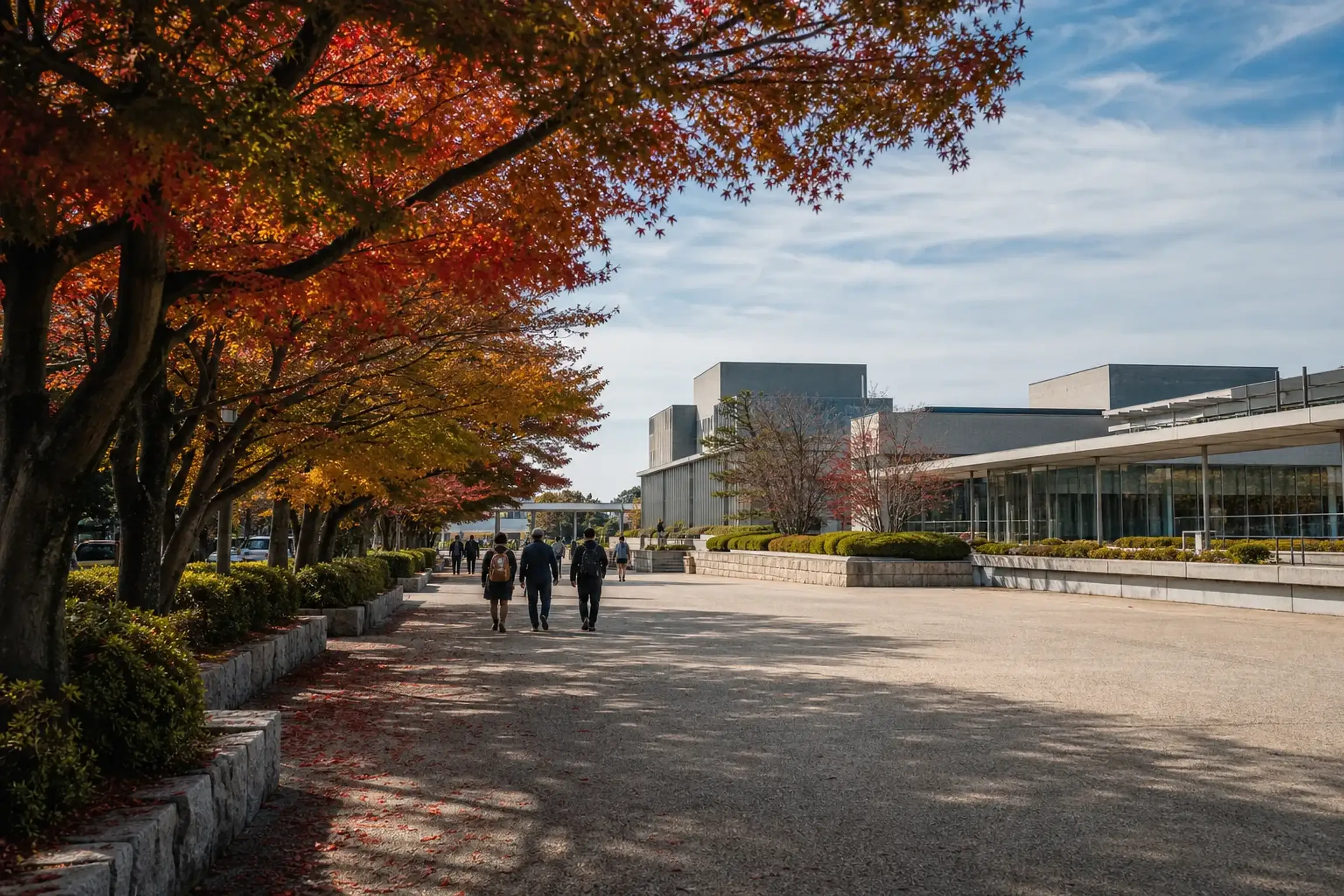 Okazaki district in Kyoto with visitors walking between museums and cultural venues