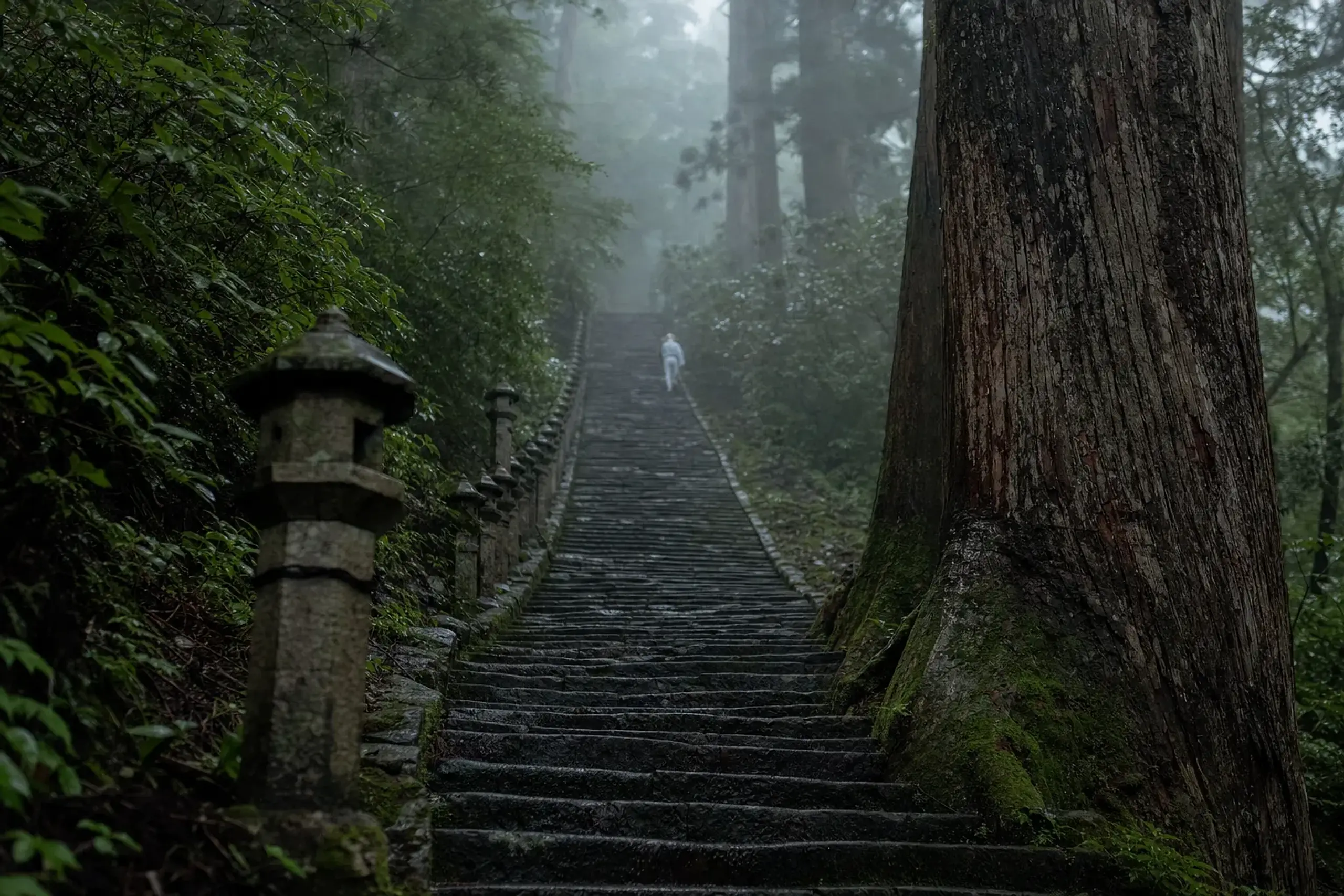 Mt. Haguro in summer is hot, humid, and often wet,