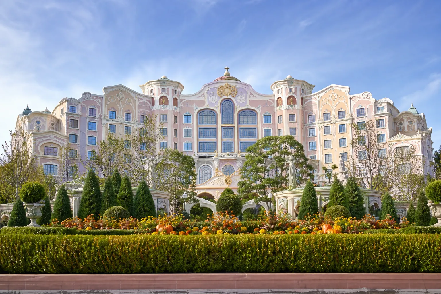 Tokyo DisneySea Fantasy Springs Hotel exterior in daylight