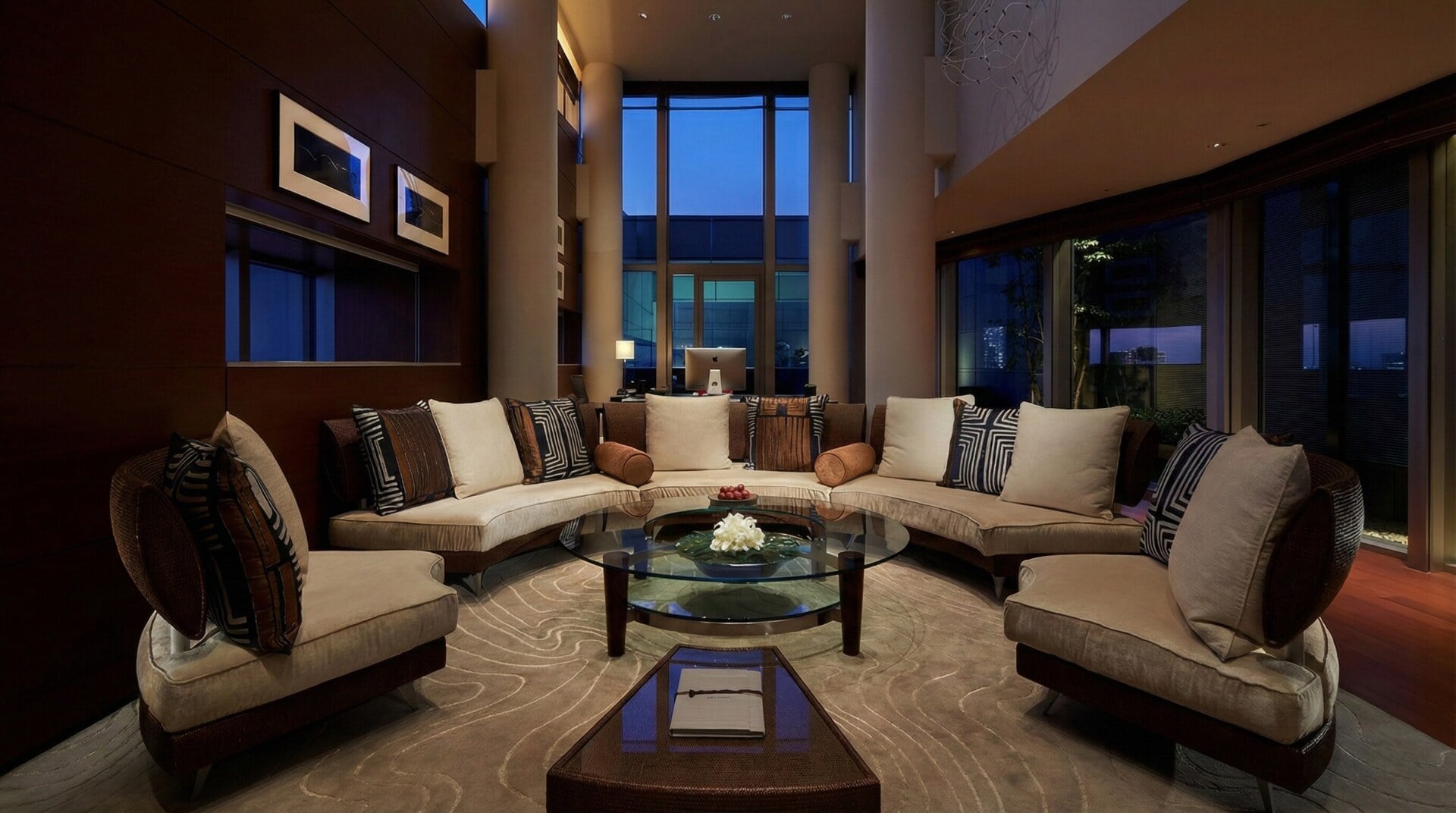 Grand Hyatt Tokyo Presidential Suite living room with modern furniture and garden view.
