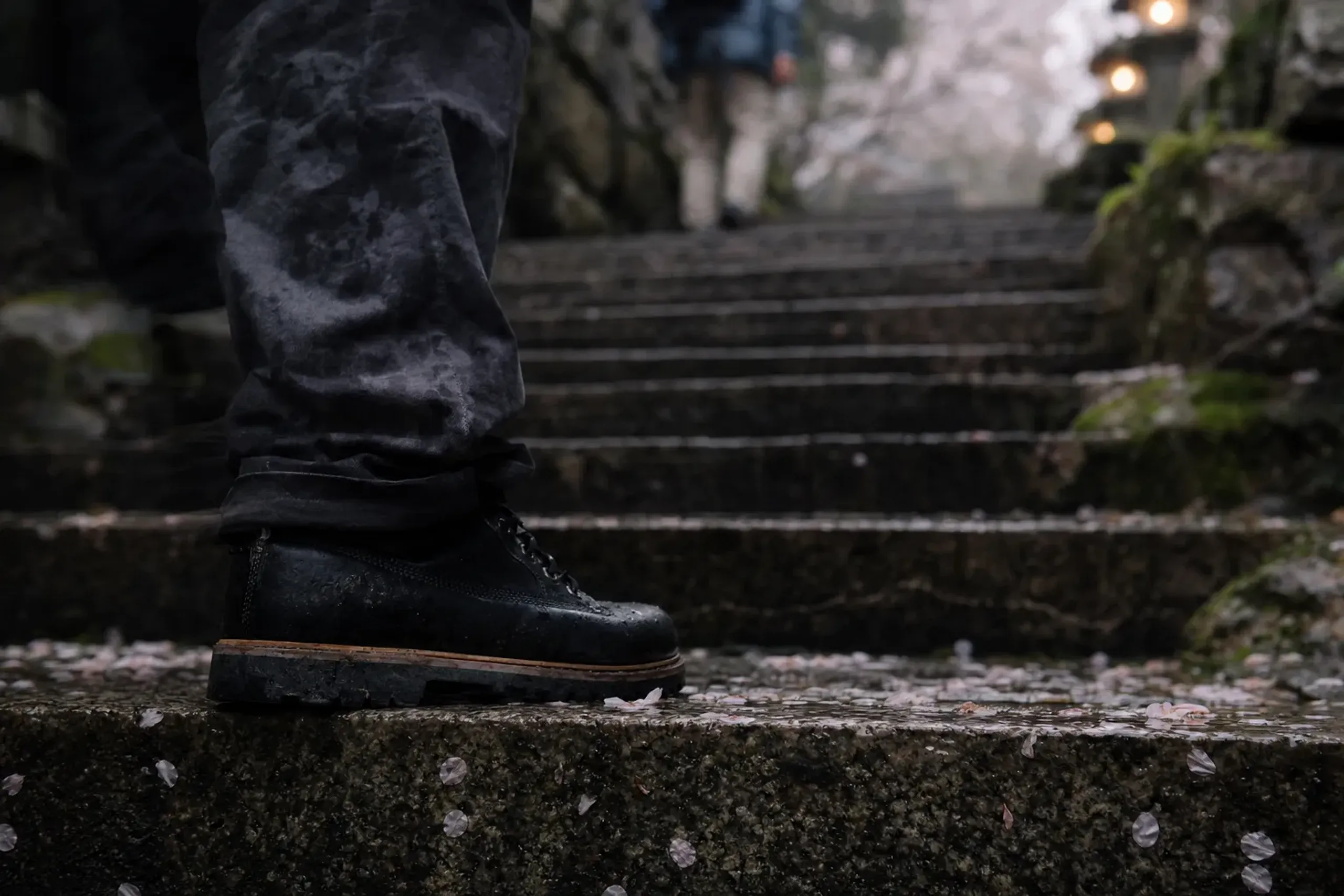 If rain is forecast, bring footwear with grip. Stone steps