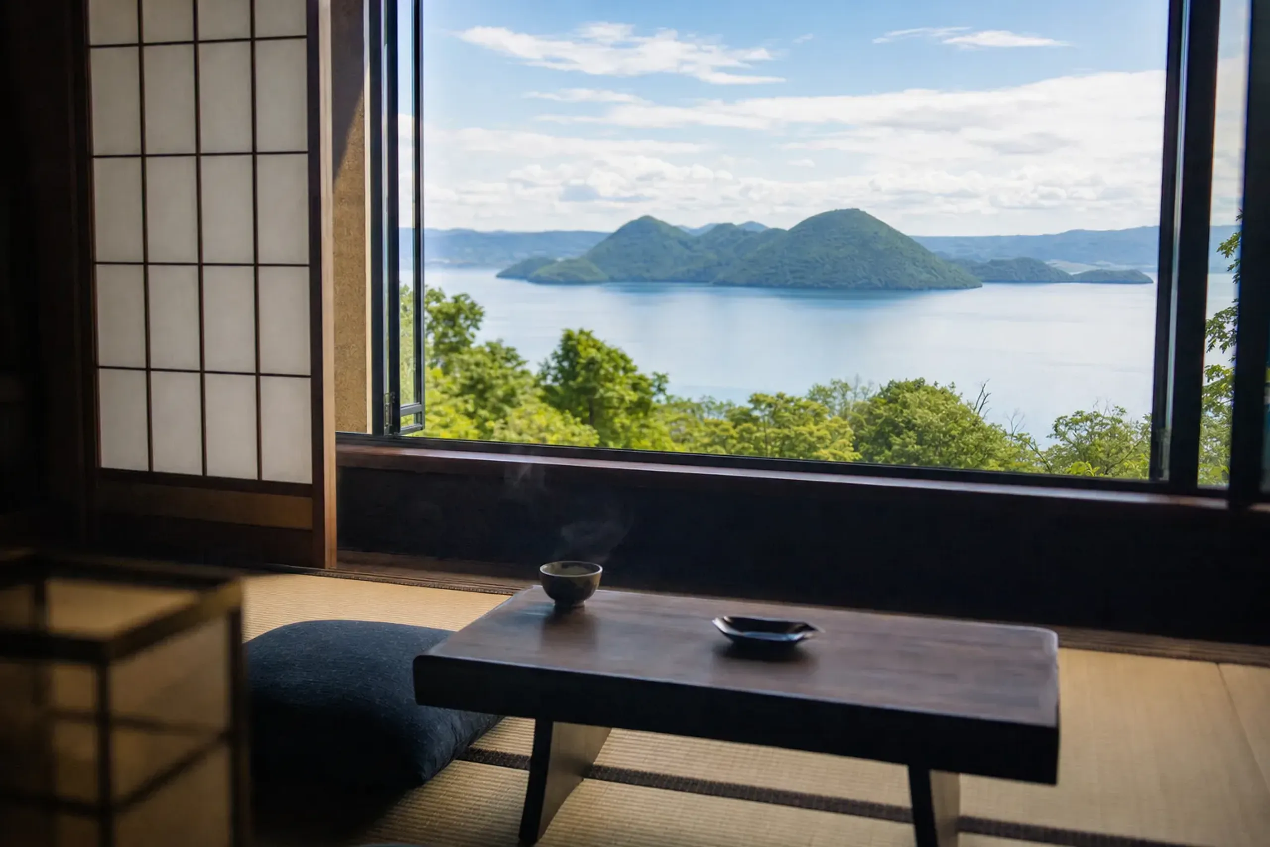 Some accommodations in Toyako Onsen offer lake-facing rooms