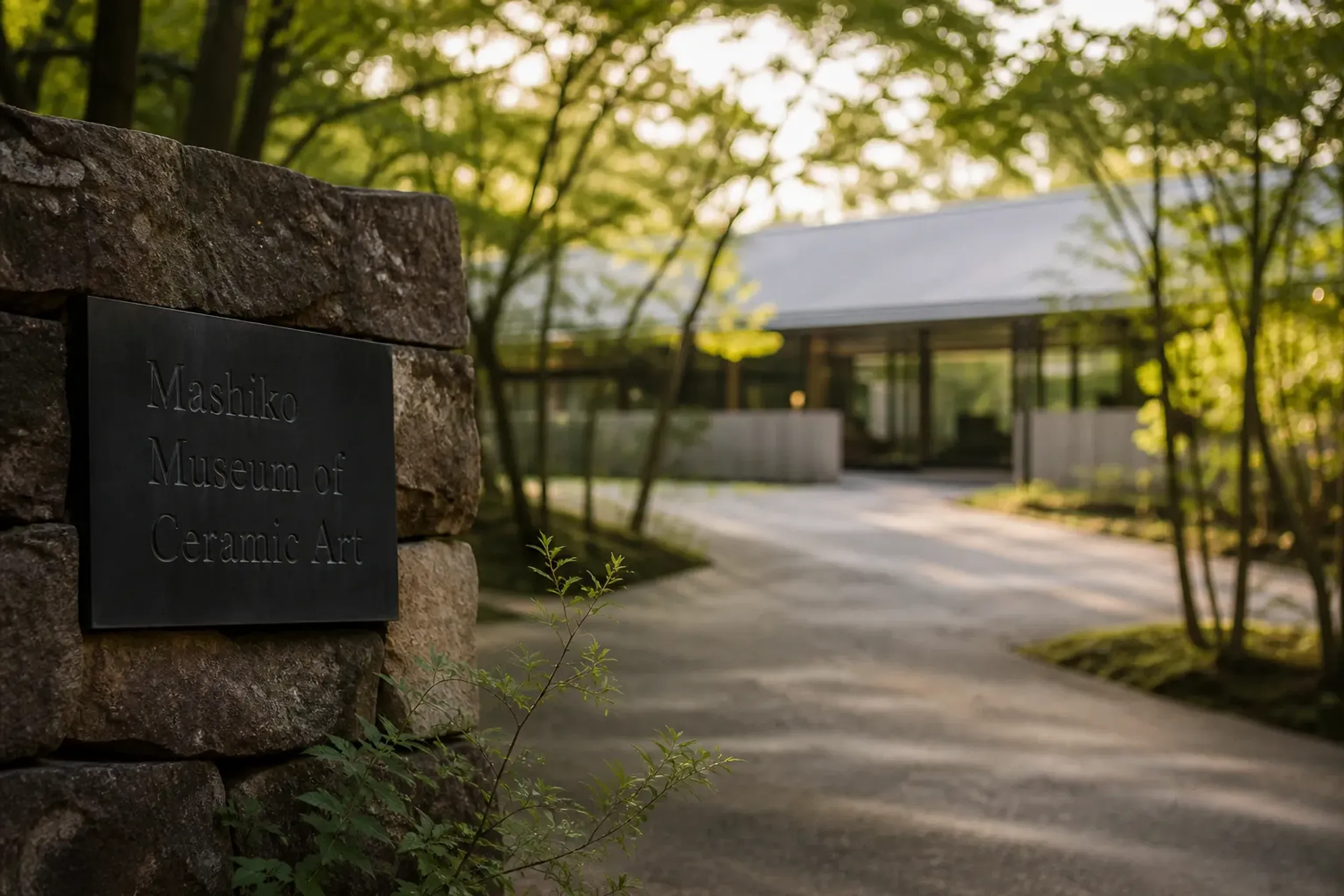 Entrance of Mashiko Museum of Ceramic Art in Tochigi Prefecture on a quiet day