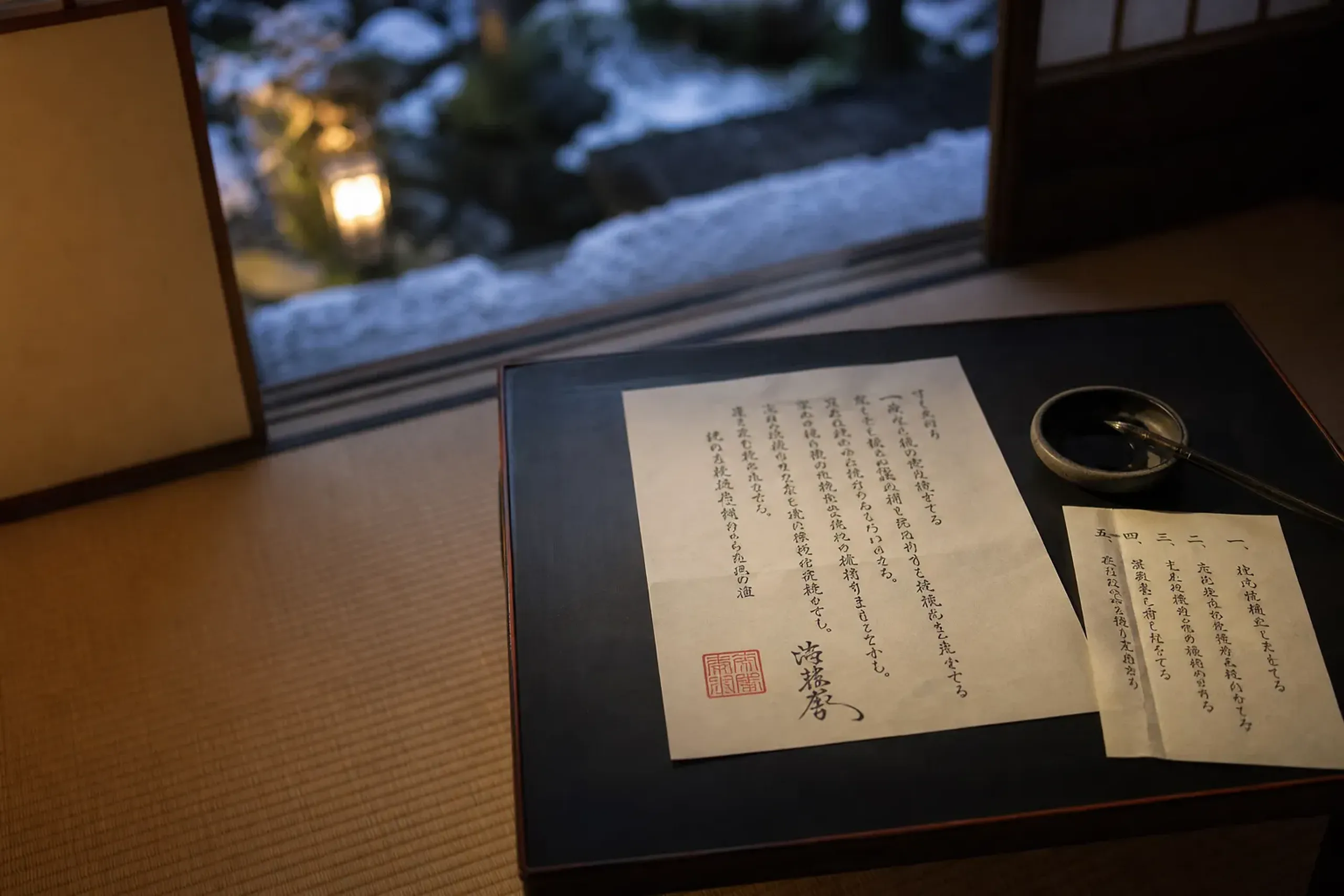 Five steps and a signed contract in Japanese, against a