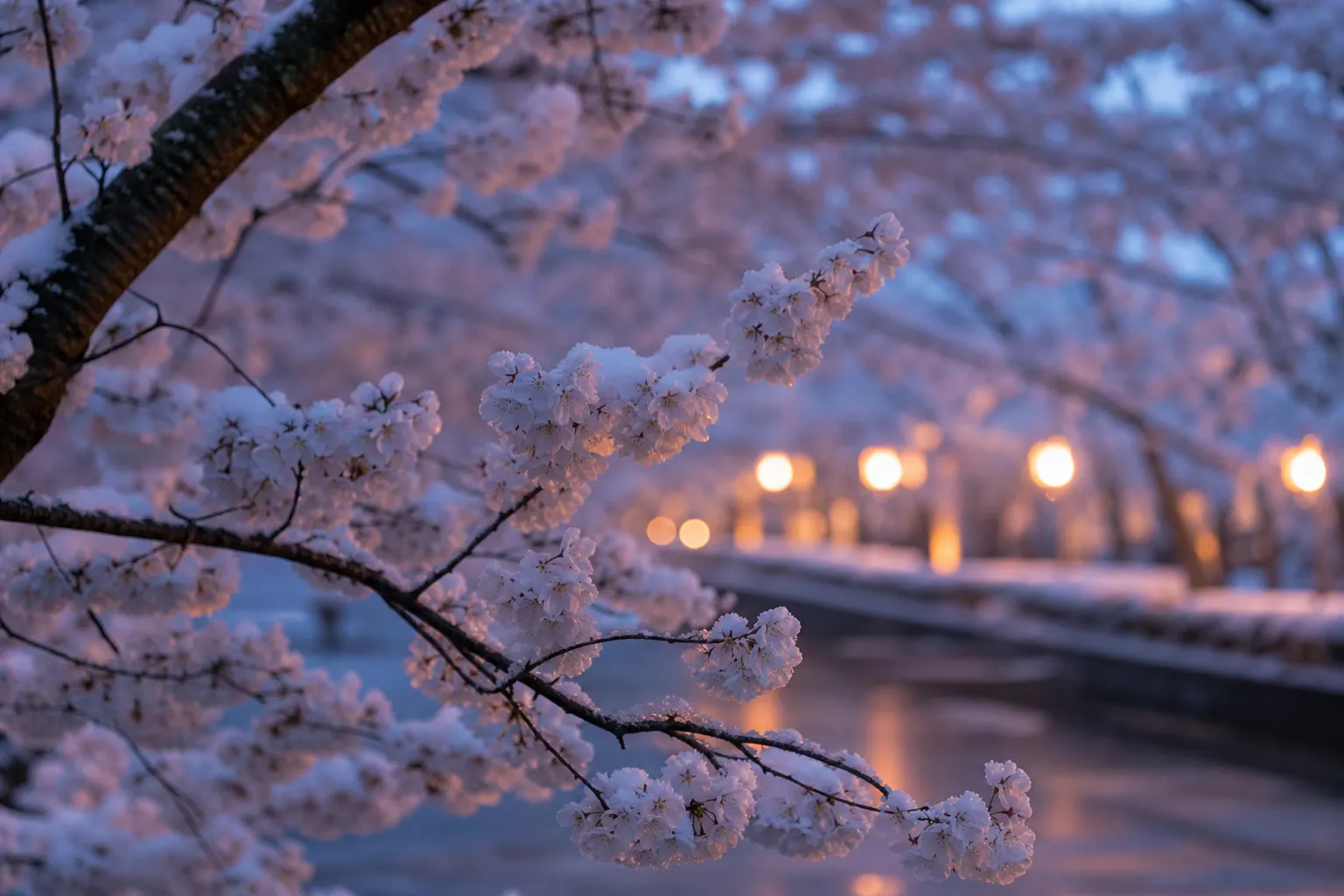 Cherry blossom tunnel along Sakura-dori avenue in Ueno Park during peak bloom